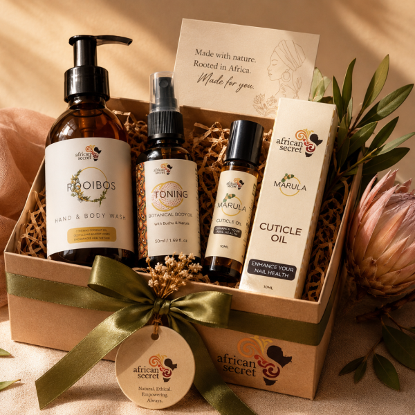 Indigenous Combo: Toning Buchu Body Oil + Rooibos Hand Wash + Marula Cuticle