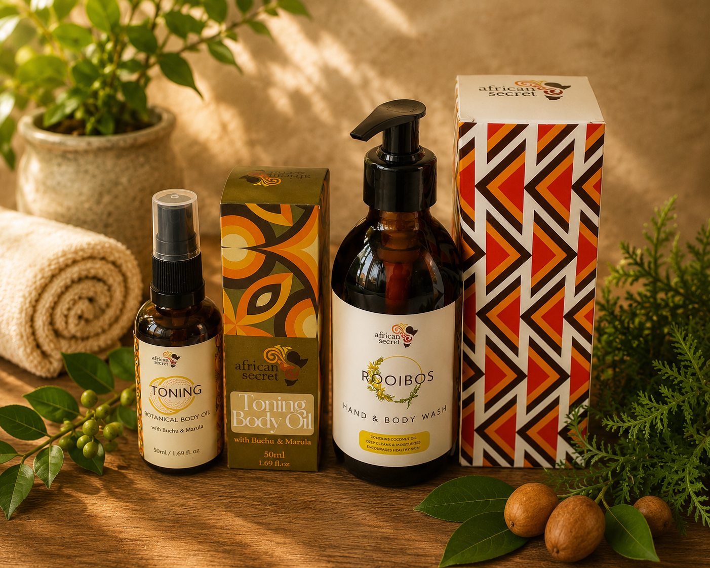 Toning Buchu Body oil and Rooibos Wash